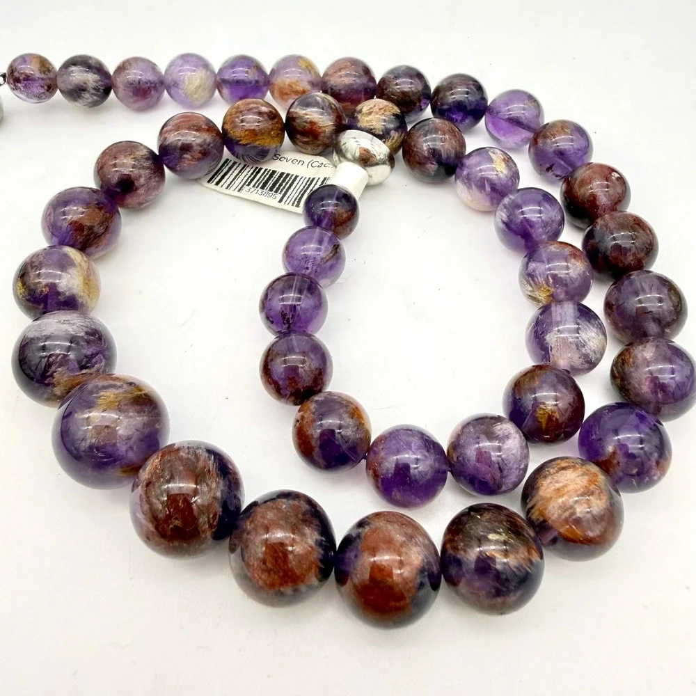 D'Joy‎ 925 Silver Sacred Seven Cacoxenite Amethyst Beaded Necklace 20